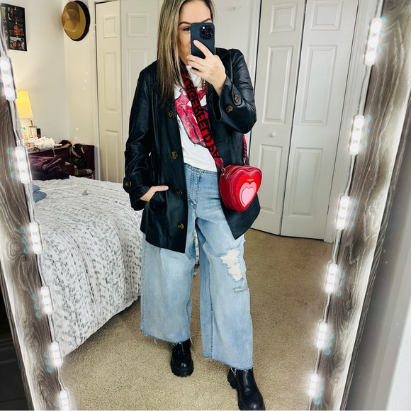 WORTH BLACK LEATHER COAT SZ XS - Picture 8 of 17